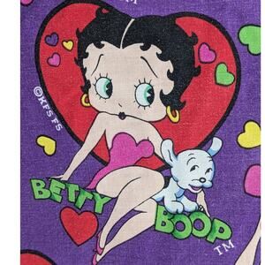 Vintage 1997 BETTY BOOP UNIFORMS Purple Medical Scrubs Top Hearts Pudgy 2 Pocket